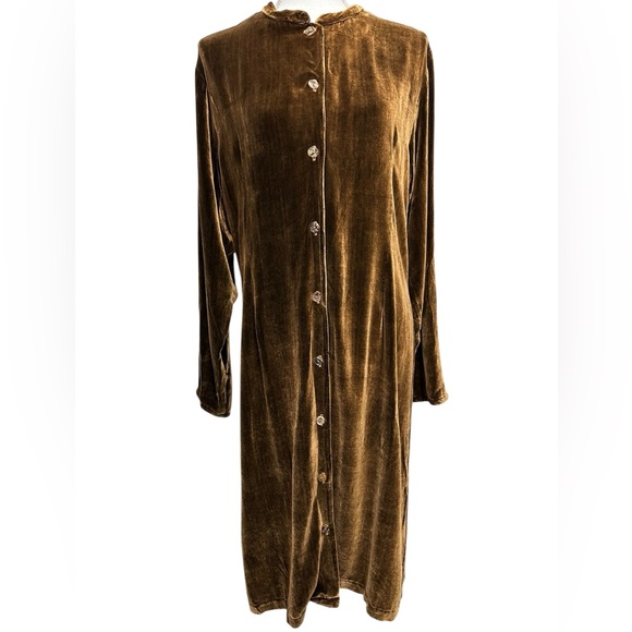 CITRON / Golden Velvet Button Down Dress / Large (Estimated) - Picture 1 of 8